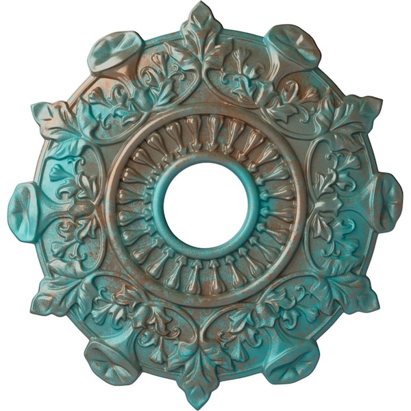 Ekena Millwork Preston Ceiling Medallion (Fits Canopies up to 4"), 17 1/2"OD x 4"ID x 1"P, Copper Green Patina CM17PRCGS - main